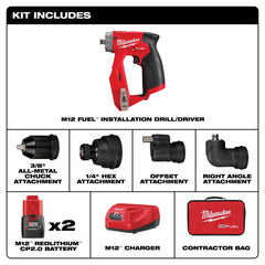 Taladro Atornillador/Percutor 1/2" Multi Cabezales Inalambrico Milwaukee M12 FUEL KIT