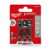 Set 3Pcs - Adaptadores de Impacto 3/8", 1/4", 1/2"Milwaukee SHOCKWAVE