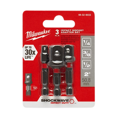 Set 3Pcs - Adaptadores de Impacto 3/8", 1/4", 1/2"Milwaukee SHOCKWAVE