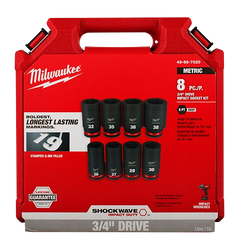 Set 8 Dados de Impacto Metrico Largo 3/4" Milwaukee Shockwave (49-66-7020)