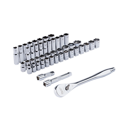 Set 47 Pcs Juego Dados Cromado 1/2" + Chicharra, Metrico y Pulgada (48-22-9010)