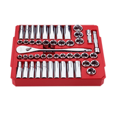 Set 47 Pcs Juego Dados Cromado 1/2" + Chicharra, Metrico y Pulgada (48-22-9010)