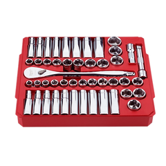 Set 47 Pcs Juego Dados Cromado 1/2" + Chicharra, Metrico y Pulgada (48-22-9010)