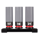 Set 3 Dados de Impacto 1/2" Metrico para Llantas de Aluminio Milwaukee Shockwave