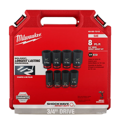 Set 8 Dados de Impacto Pulgada Largo 3/4" Milwaukee Shockwave (49-66-7018)