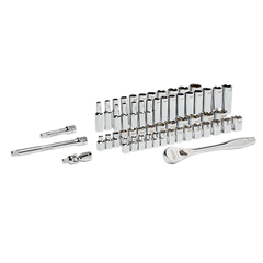 Set 56 Pcs Juego Dados Cromado 3/8" + Chicharra, Metrico y Pulgada (48-22-9008)