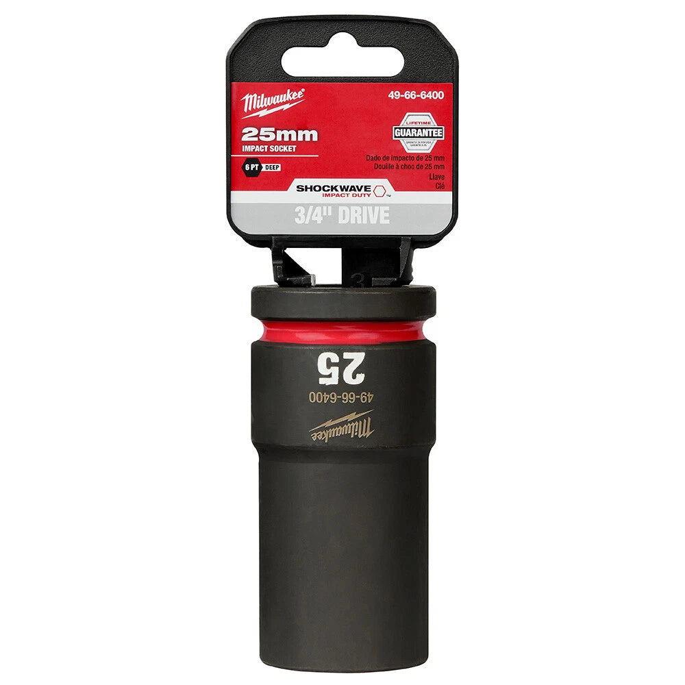 Dado de Impacto Largo SHOCKWAVE 3/4" de 25mm, 6 Puntas Milwaukee