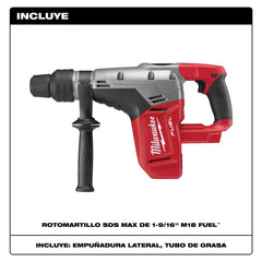 Rotomartillo SDS Plus 1-9/16" Inalambrico M18 Fuel Milwaukee (Solo Herramienta)