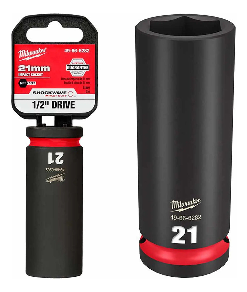 Dado de Impacto Largo SHOCKWAVE 1/2" de 21mm, 6 Puntas Milwaukee