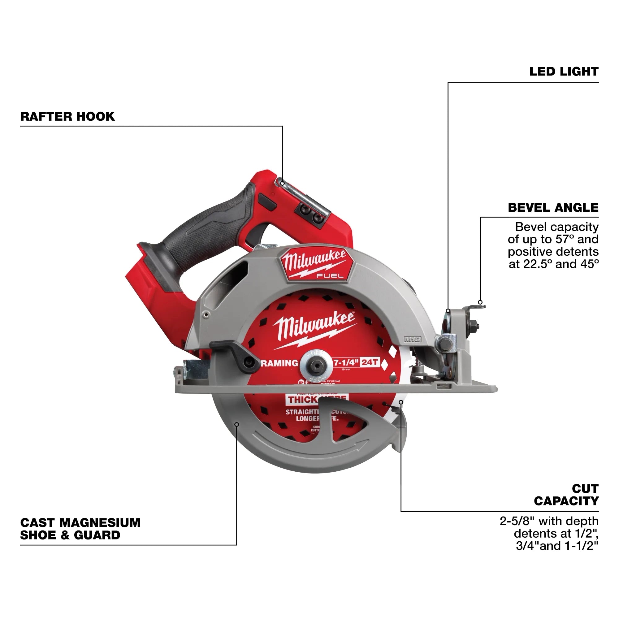 Sierra Circular 7-1/4" Inalambrica Milwaukee M18 FUEL (Solo Herramienta)