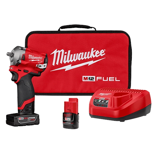 KIT Llave de impacto SubCompacta 3/8" Con Anillo de Fricción M12 Milwaukee (Solo equipo)
