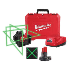 KIT Láser Verde de 3 Planos en 360°, M12 Milwaukee (1 Batería)